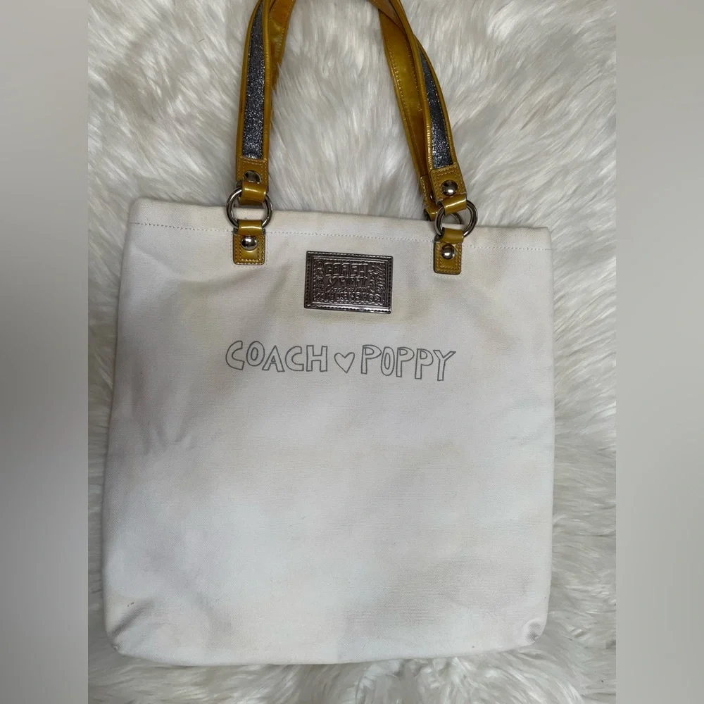 COACH Poppy Chan SILVER Canvas Tote Bag w/Two Hang Tags - Picture 13 of 16